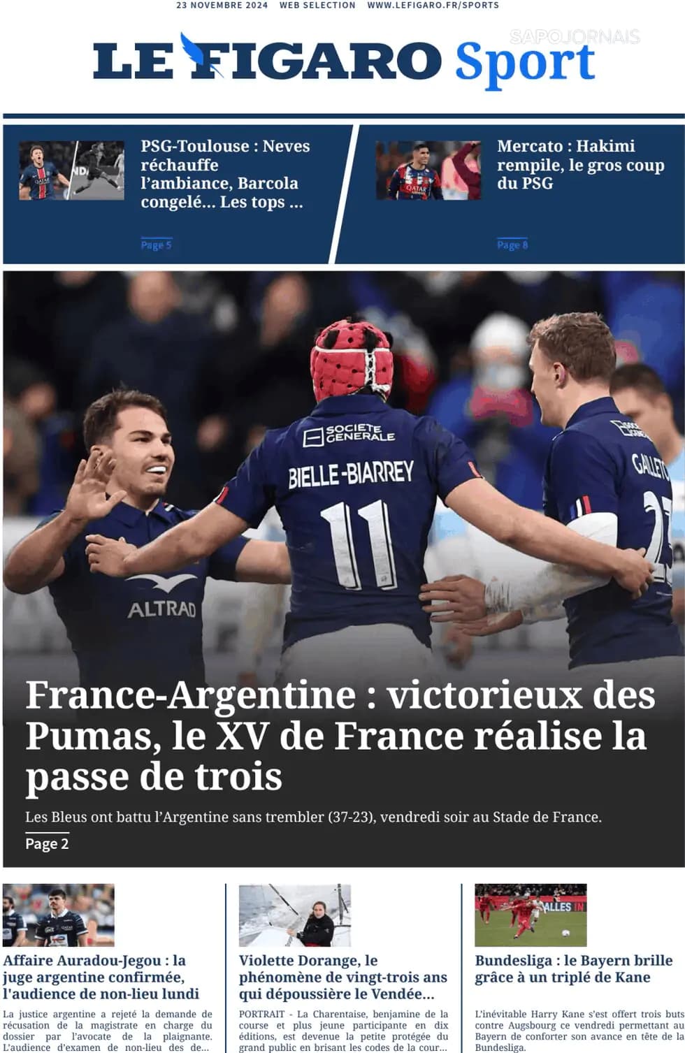 Capa Le Figaro Sport