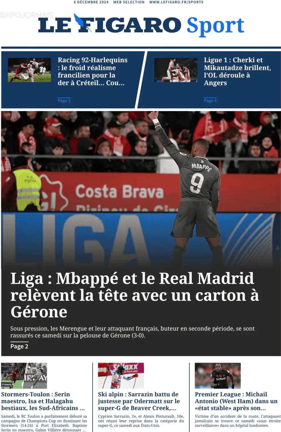 Capa Le Figaro Sport