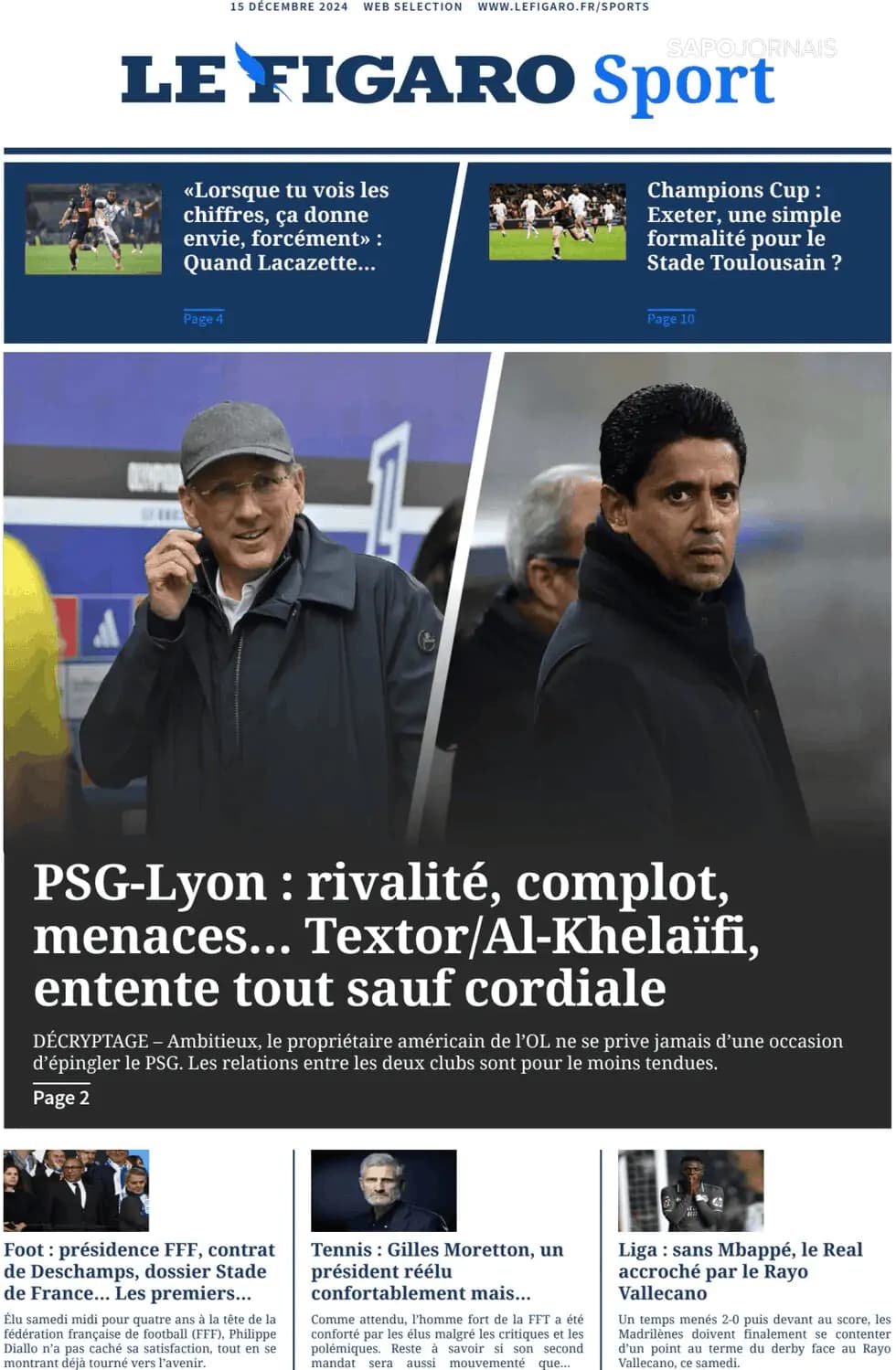 Capa Le Figaro Sport