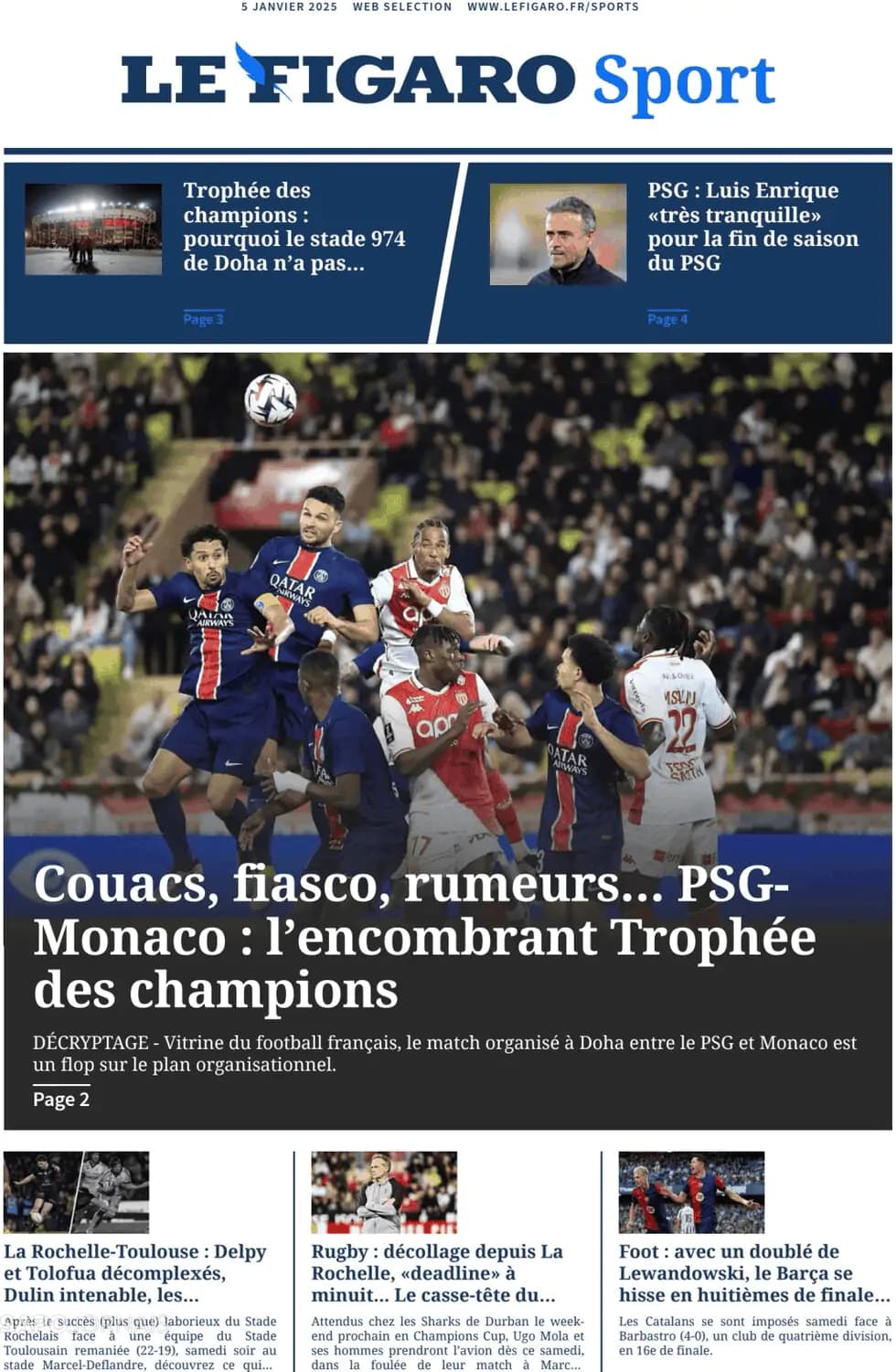 Capa Le Figaro Sport