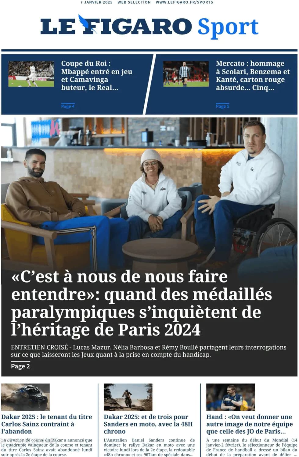 Capa Le Figaro Sport