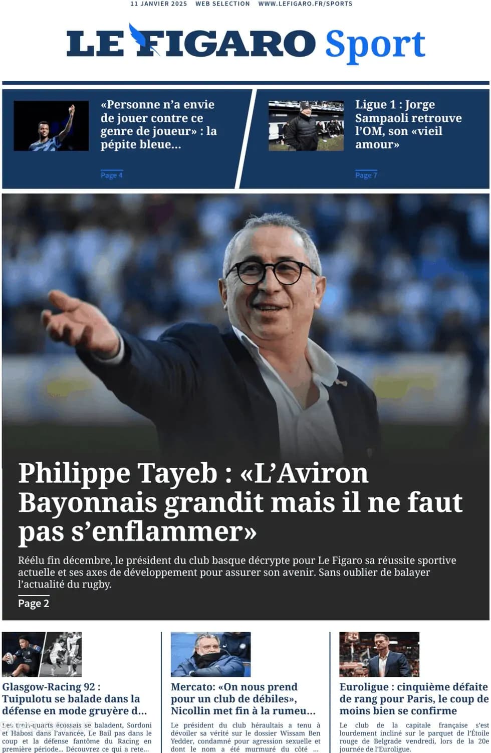 Capa Le Figaro Sport