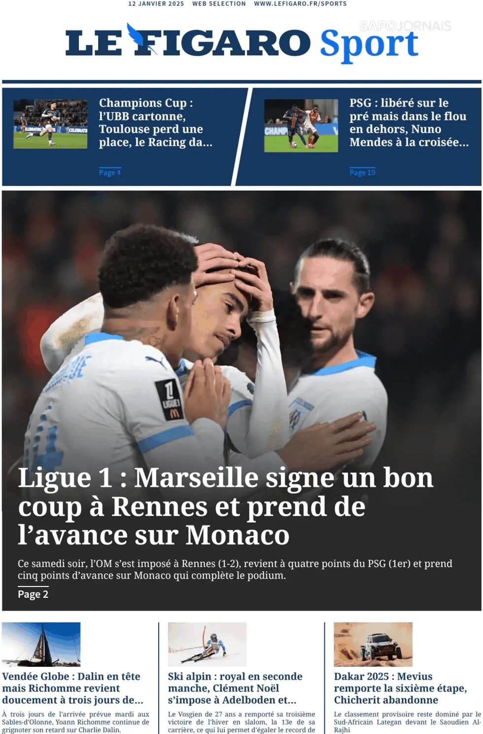 Capa Le Figaro Sport