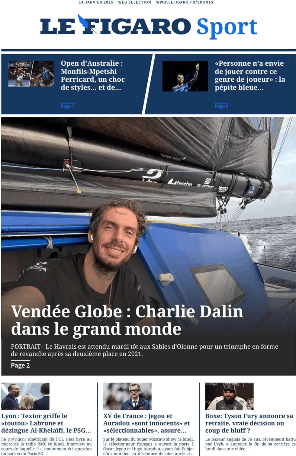 Capa Le Figaro Sport