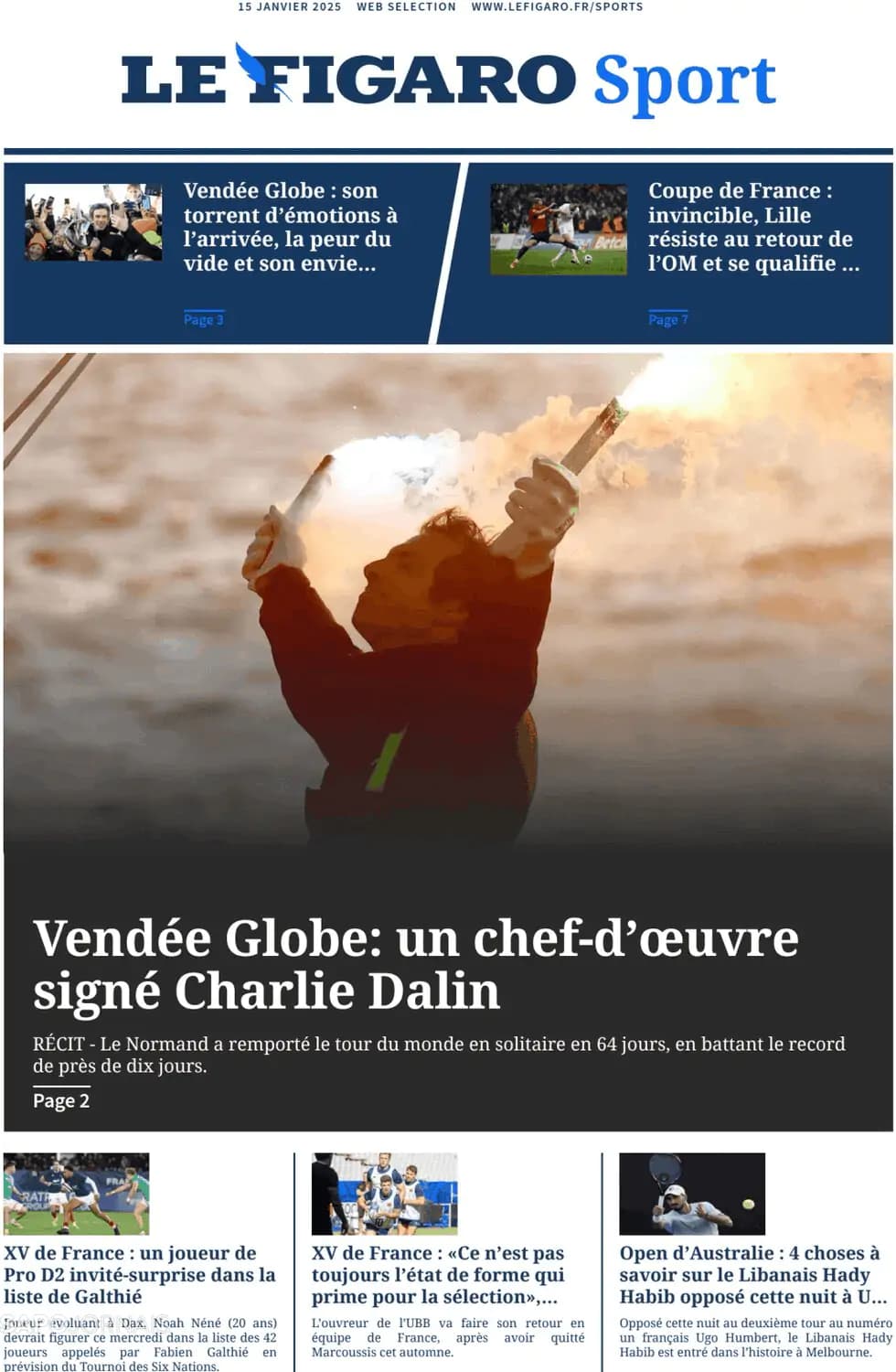 Capa Le Figaro Sport