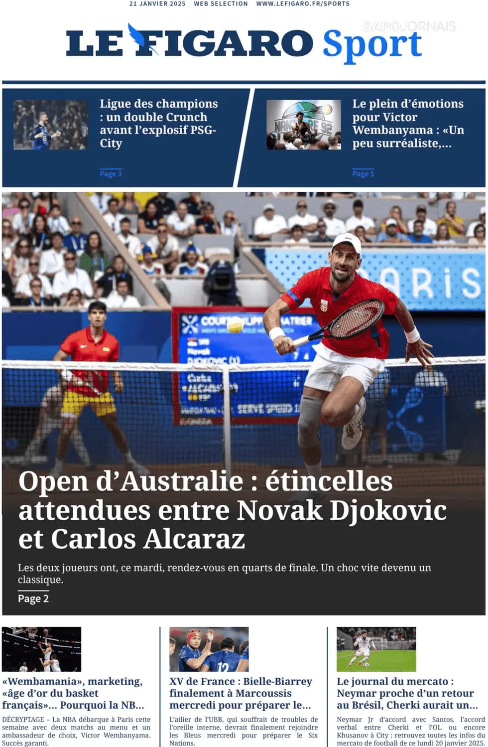 Capa Le Figaro Sport