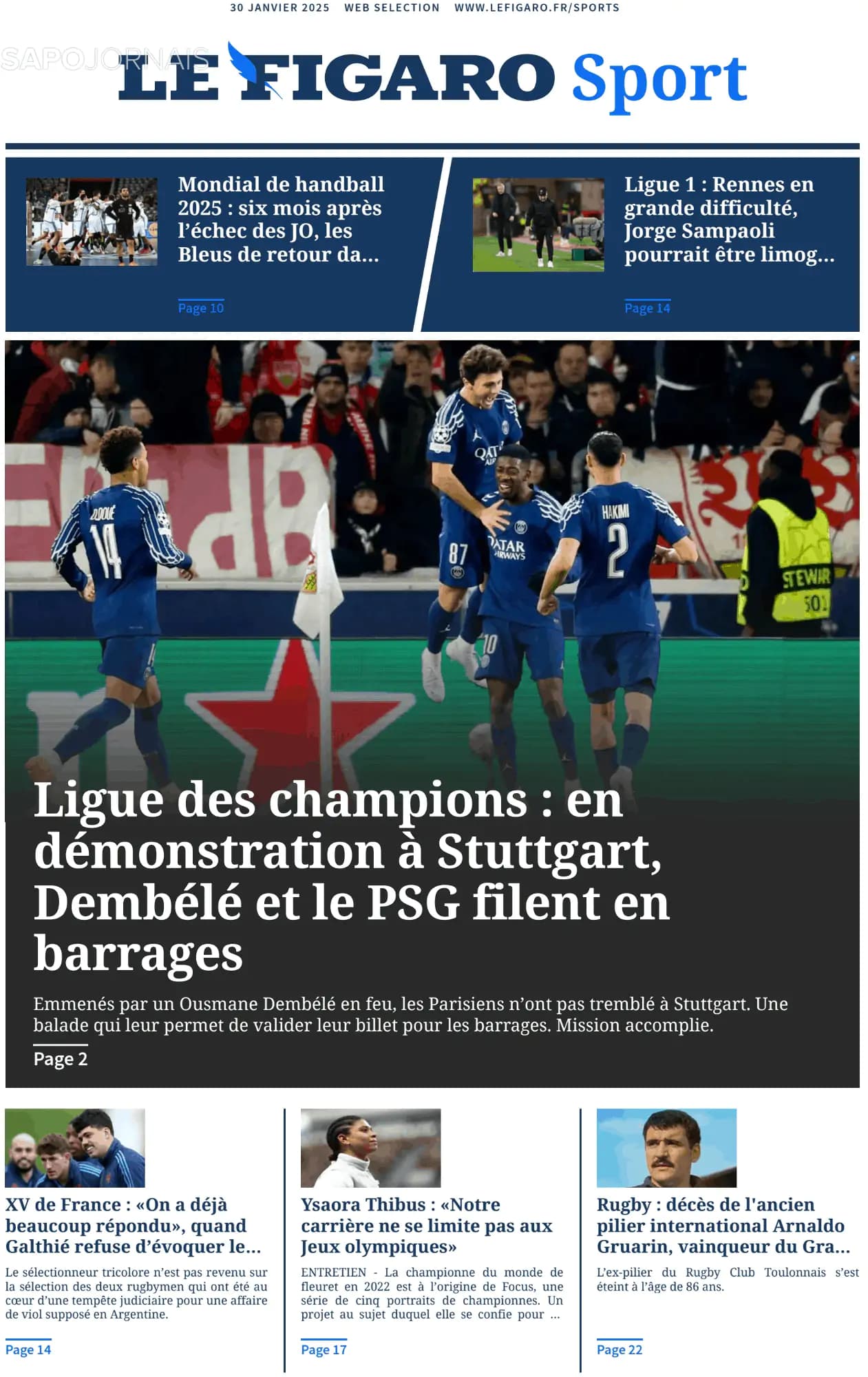 Capa Le Figaro Sport