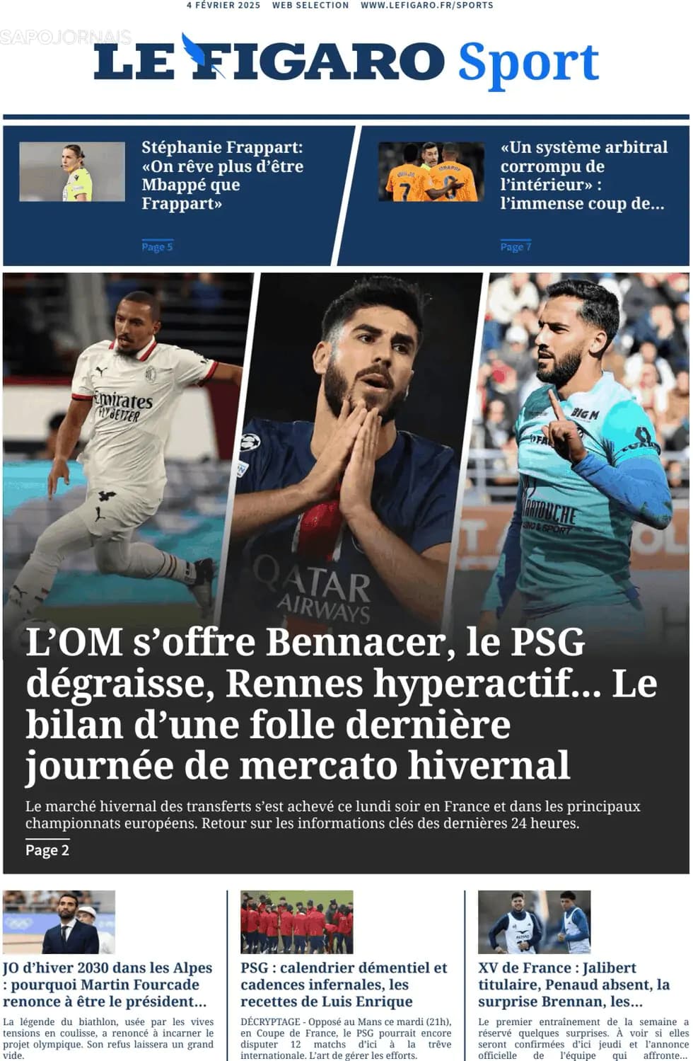 Capa Le Figaro Sport