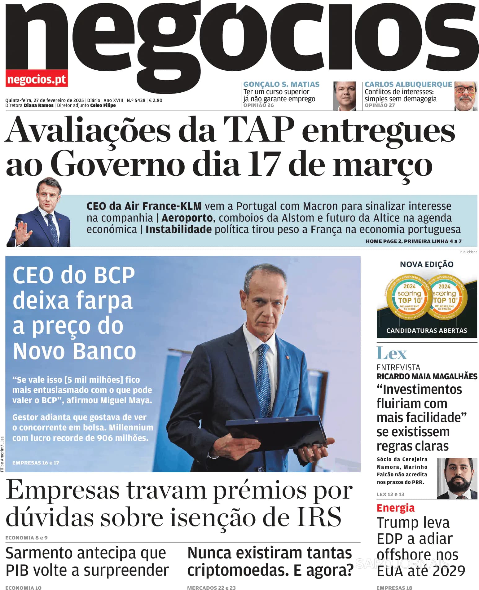 Capa Jornal de Negócios