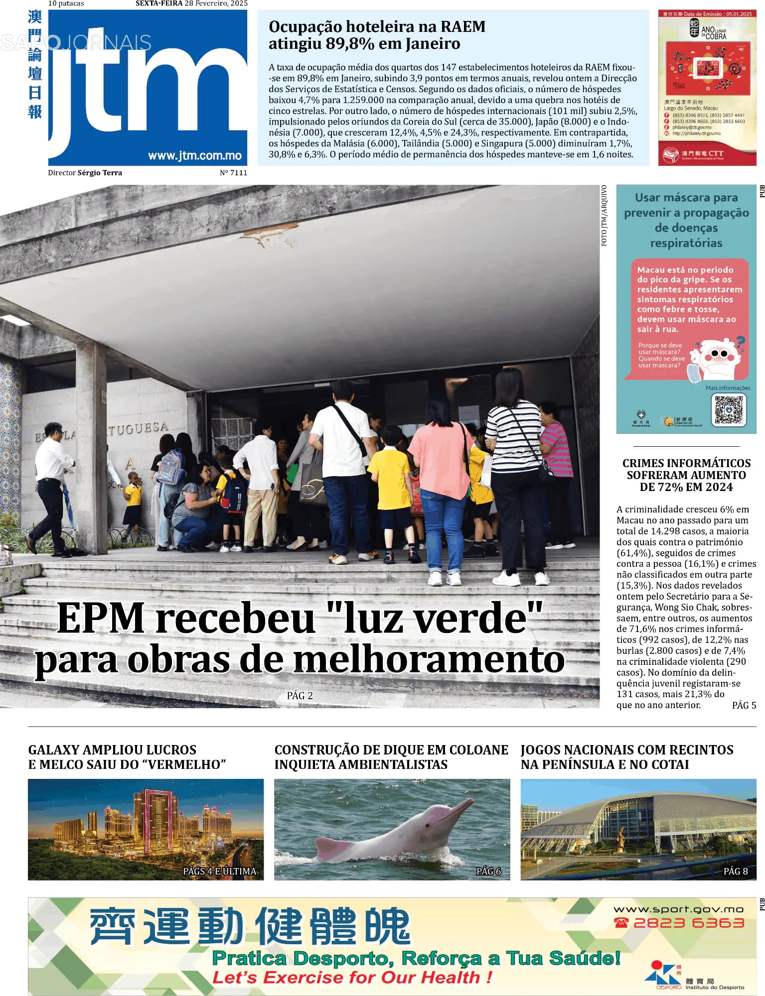 Capa Jornal Tribuna de Macau