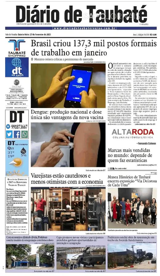 Capa Diário de Taubaté