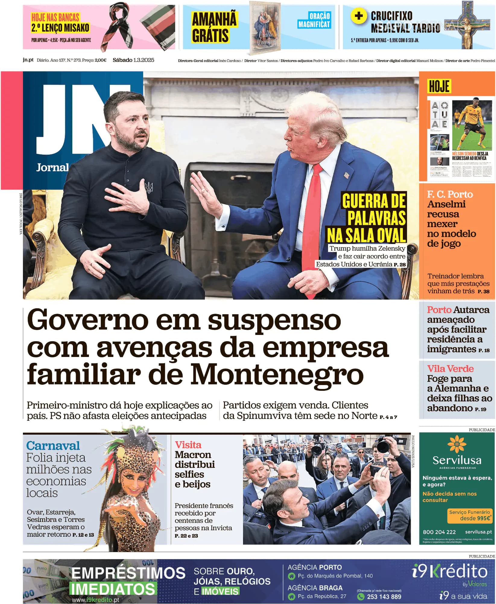 Capa Jornal de Notícias