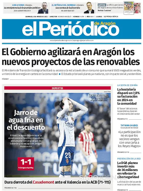 Capa El Periódico de Aragón