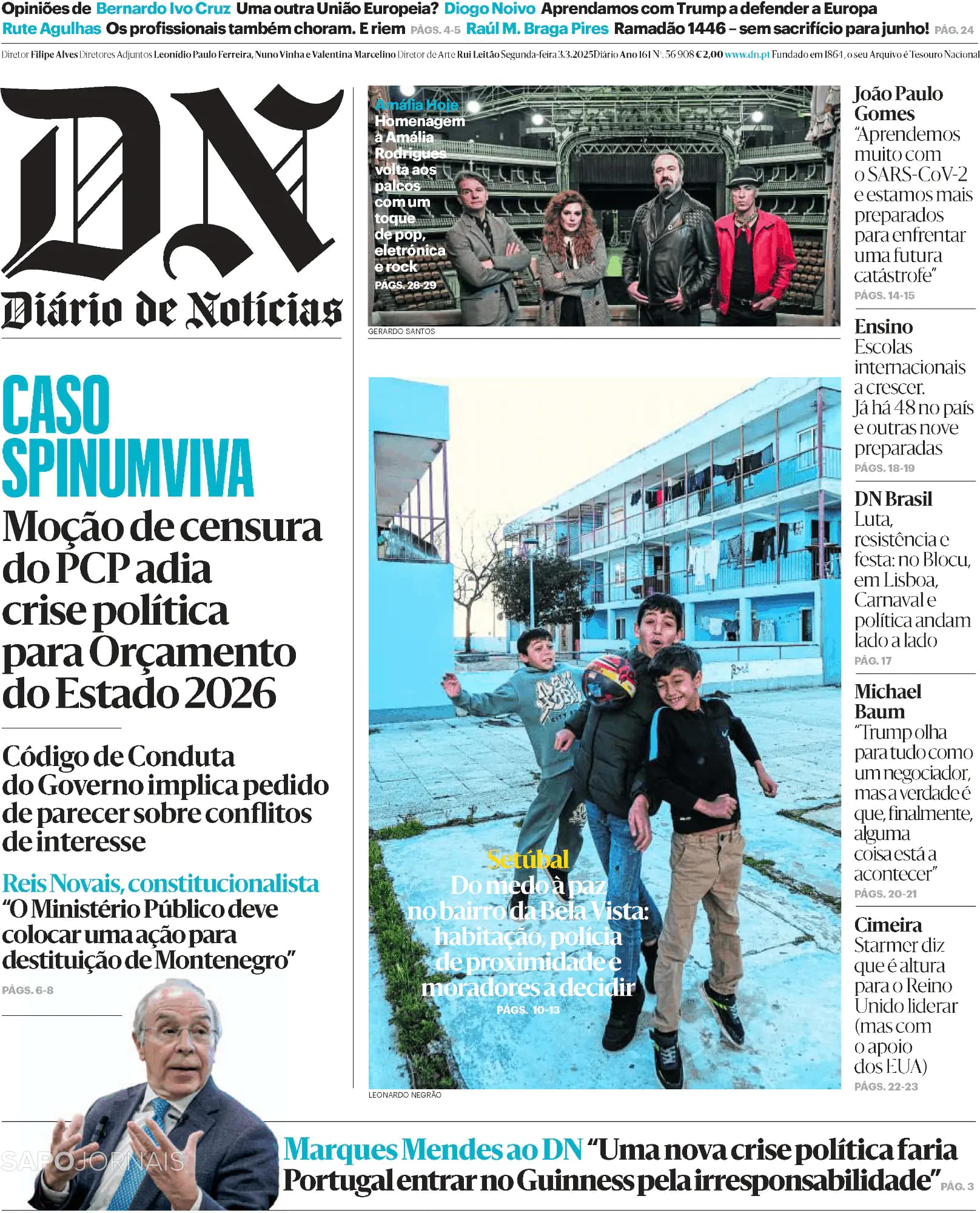 Capa Diário de Notícias