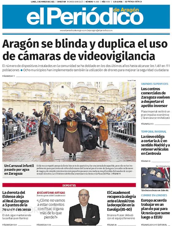 Capa El Periódico de Aragón