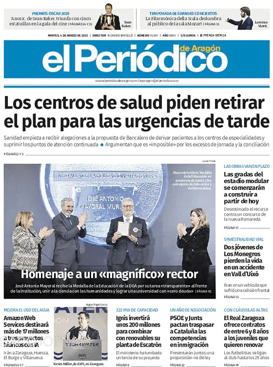 Capa El Periódico de Aragón