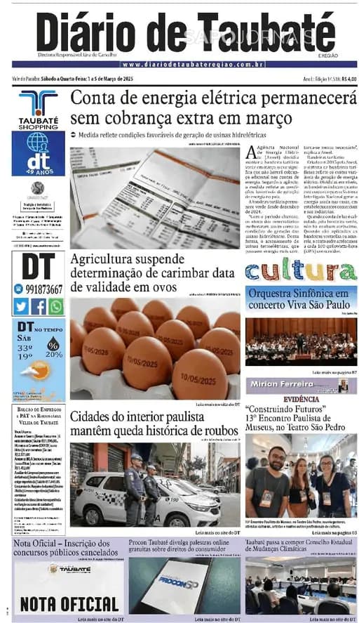 Capa Diário de Taubaté