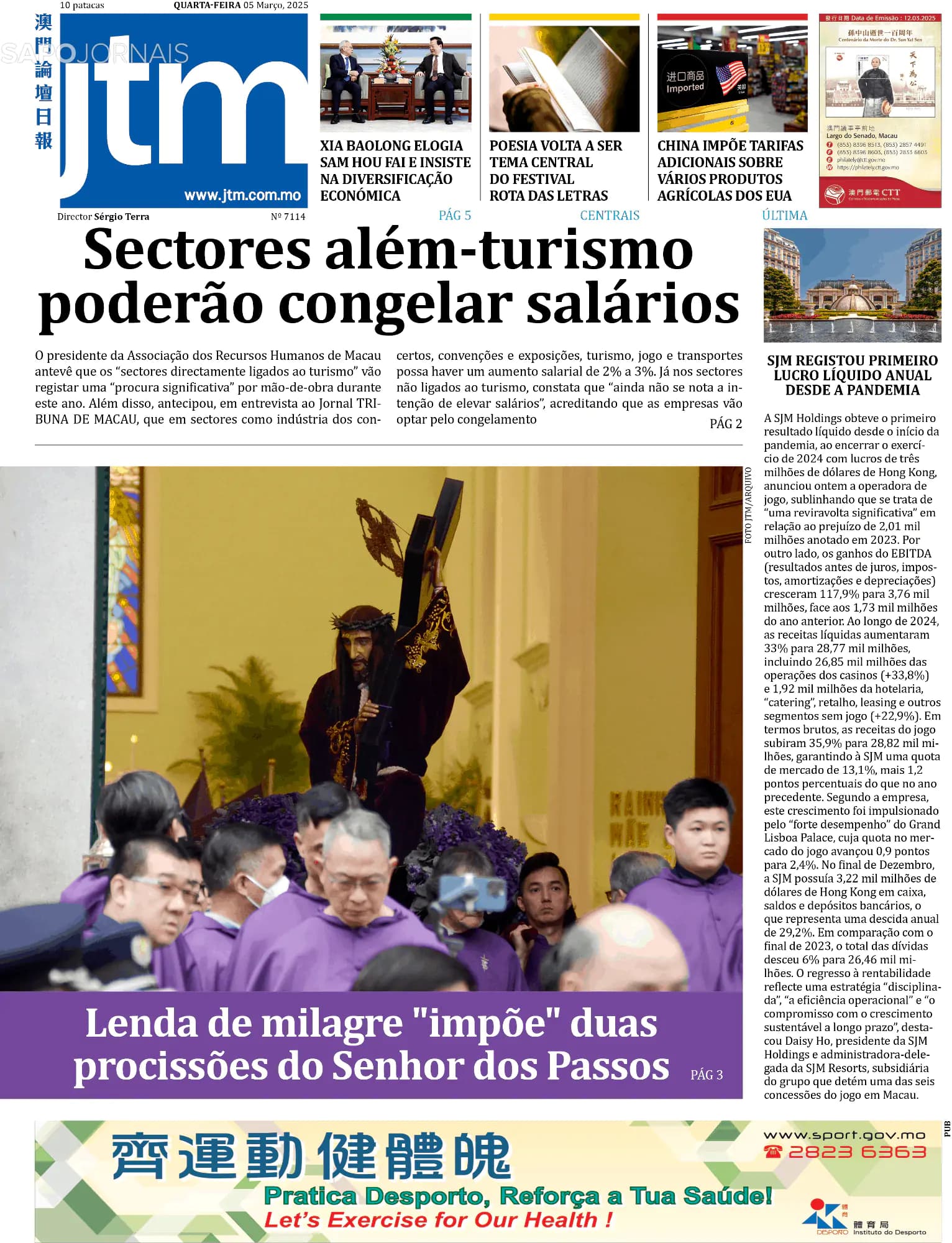 Capa Jornal Tribuna de Macau