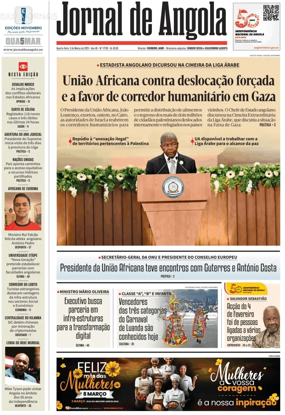 Capa Jornal de Angola