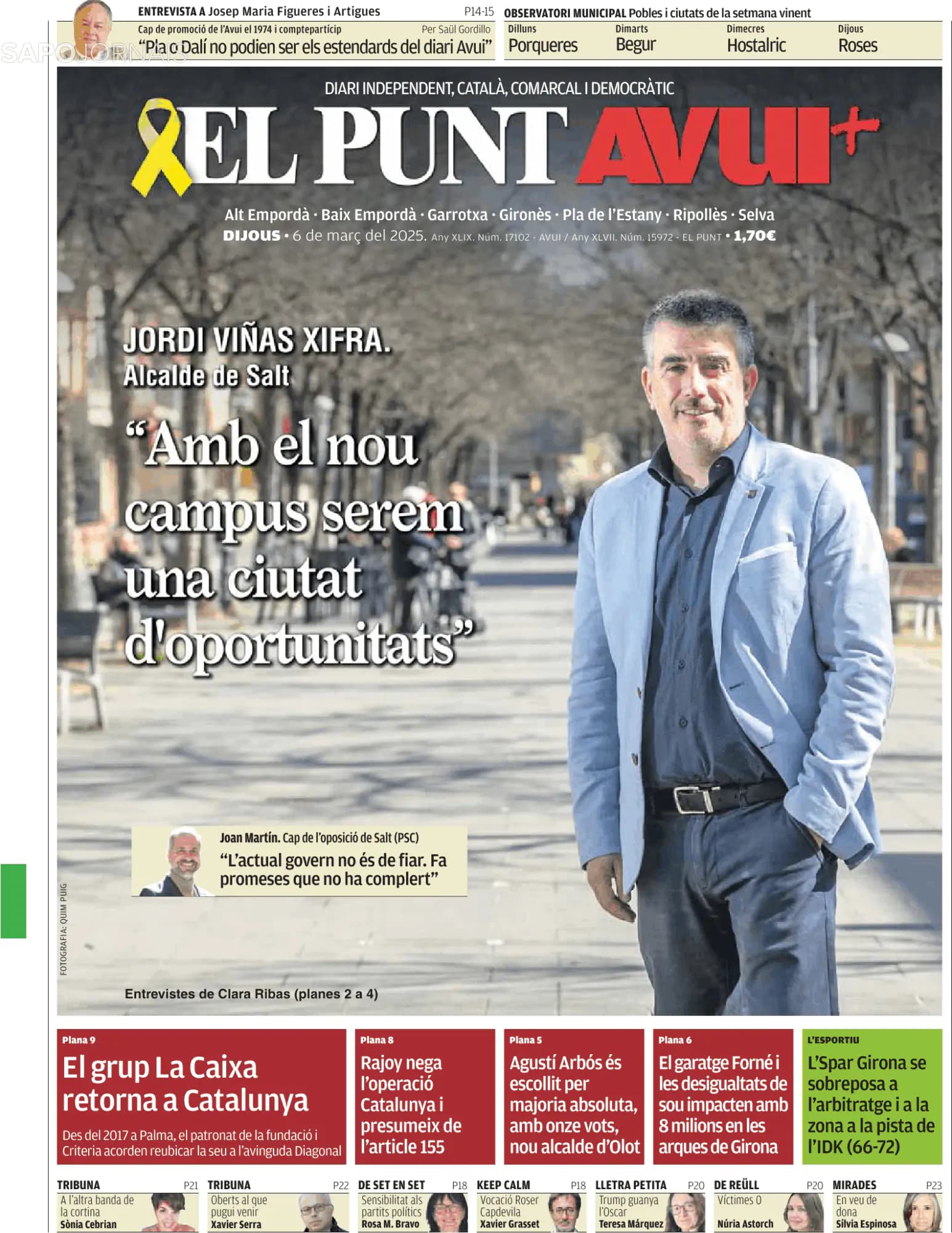 Capa El Punt Avui | Edició Girona