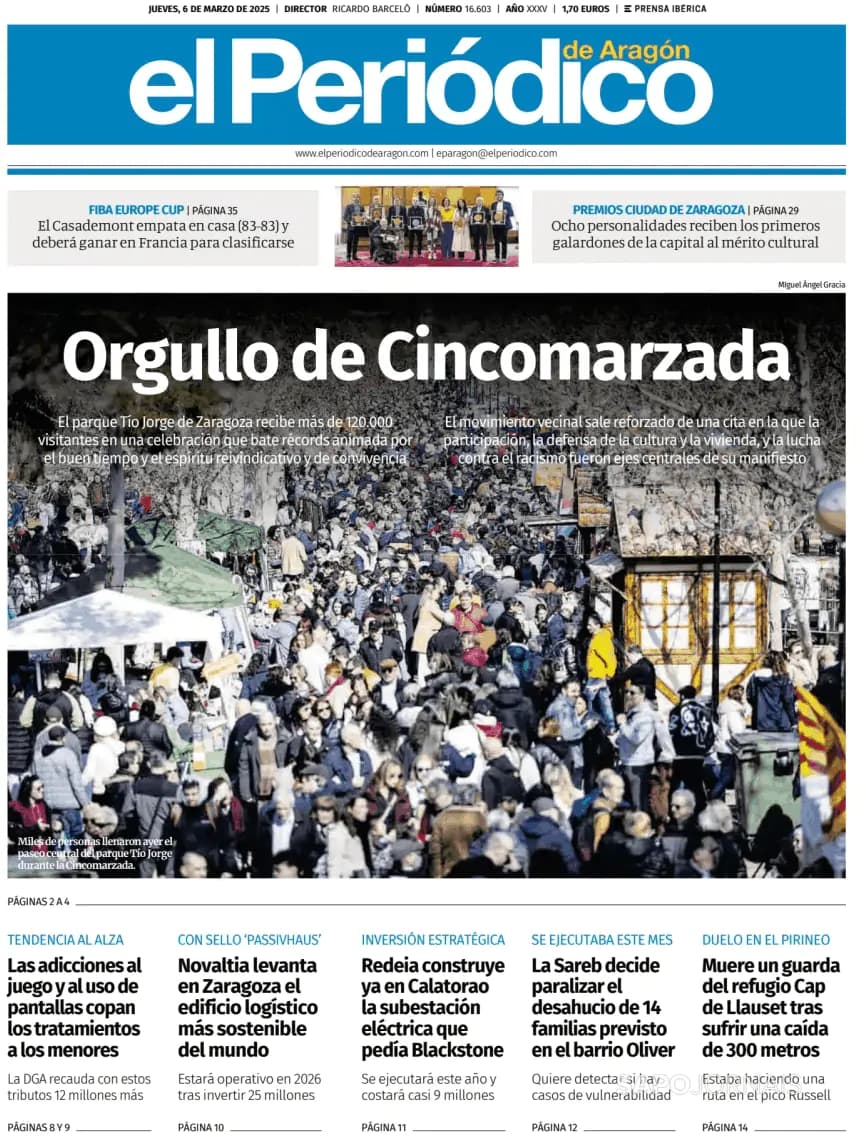 Capa El Periódico de Aragón