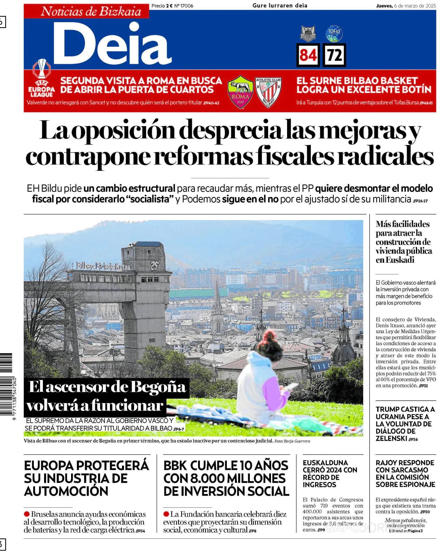 Capa Deia-Noticias de Bizkaia