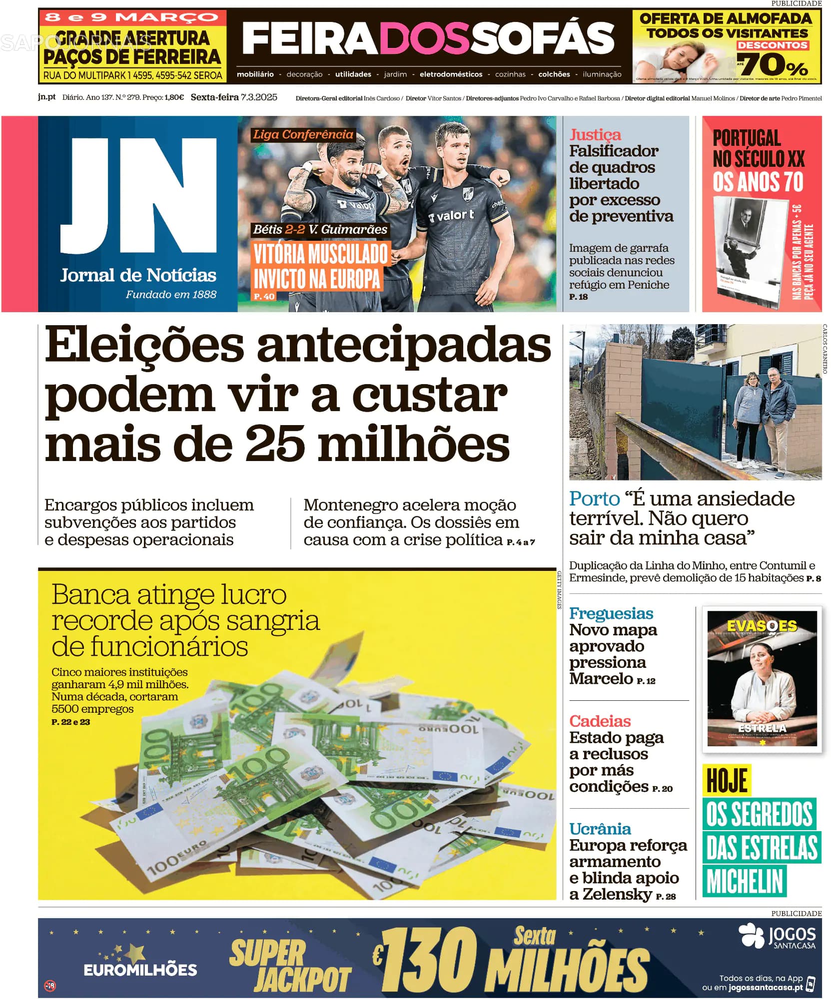 Capa Jornal de Notícias