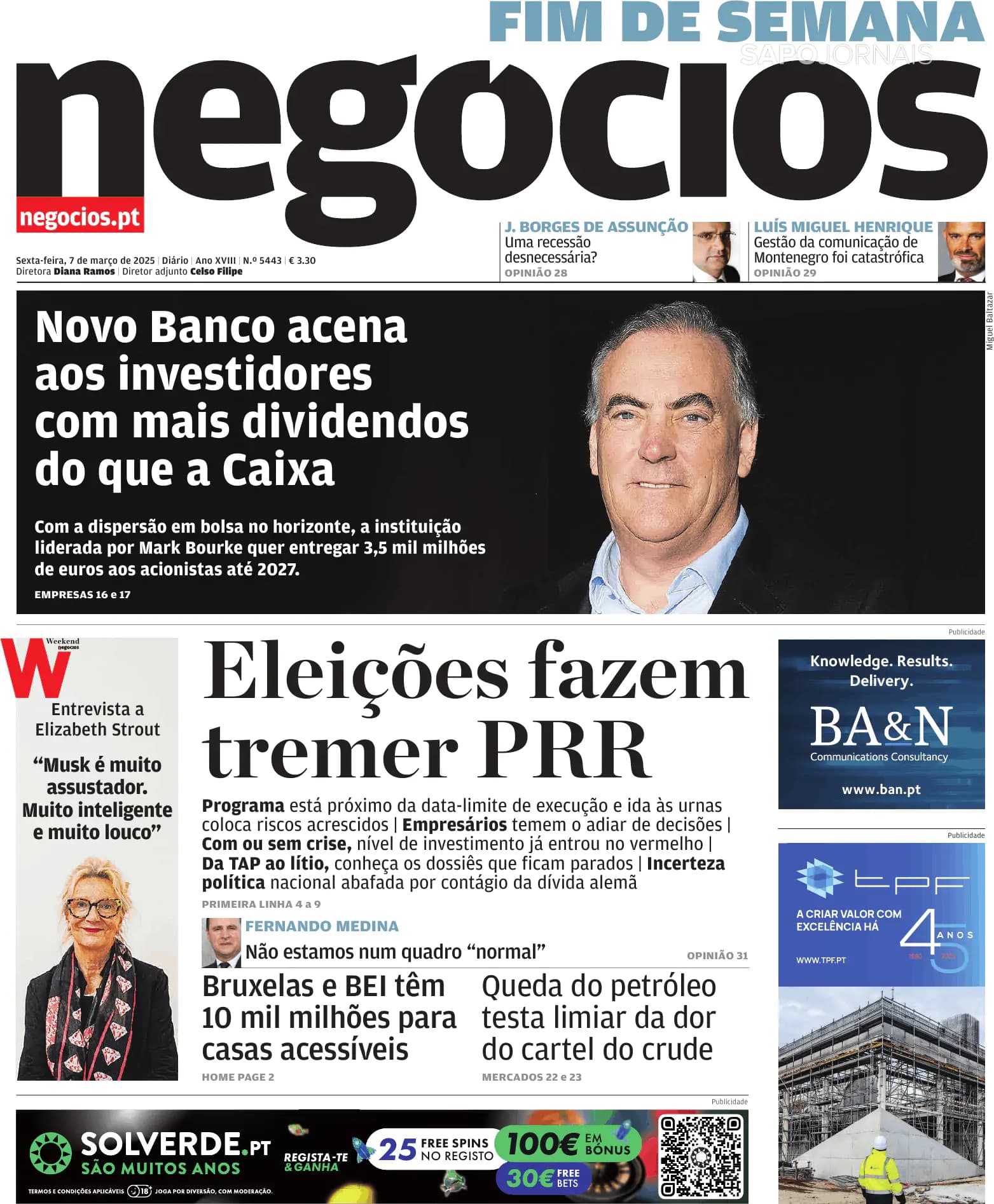 Capa Jornal de Negócios