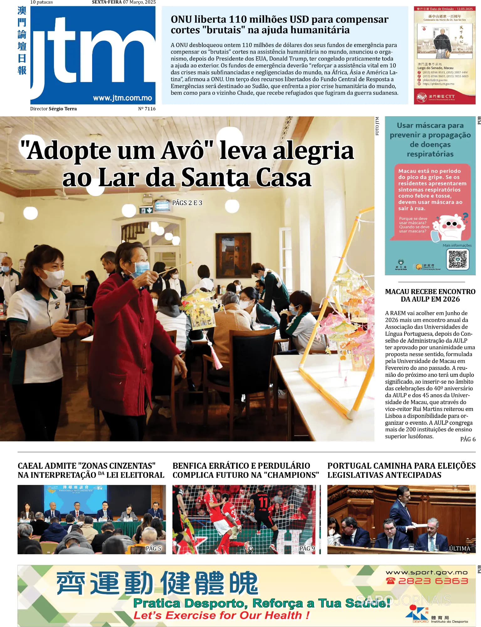 Capa Jornal Tribuna de Macau