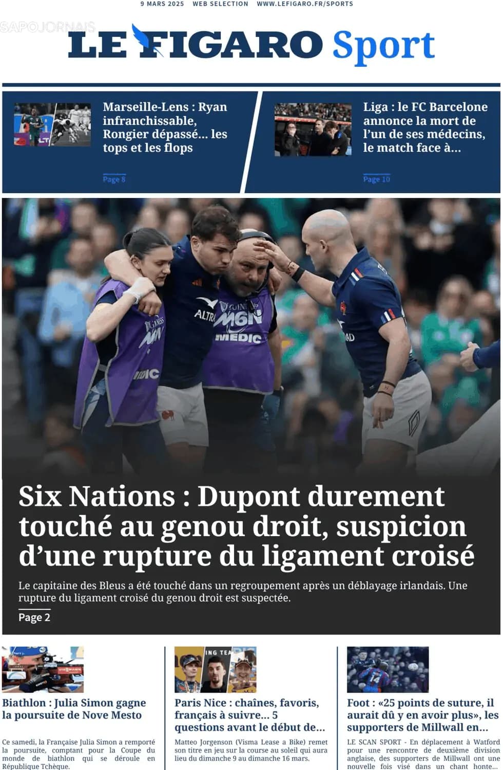 Capa Le Figaro Sport