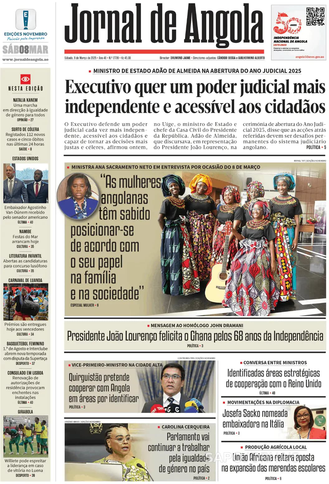 Capa Jornal de Angola