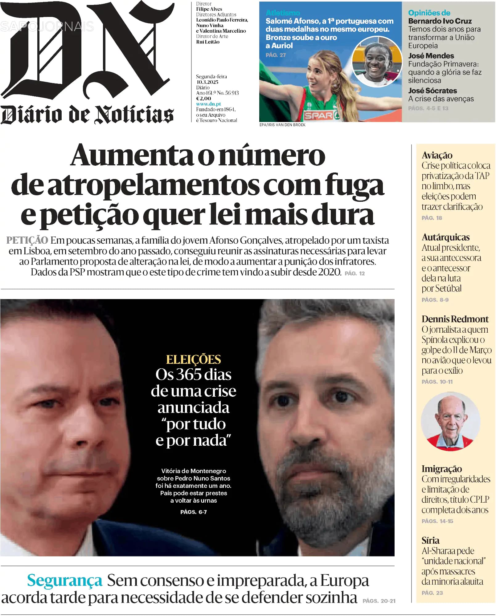 Capa Diário de Notícias