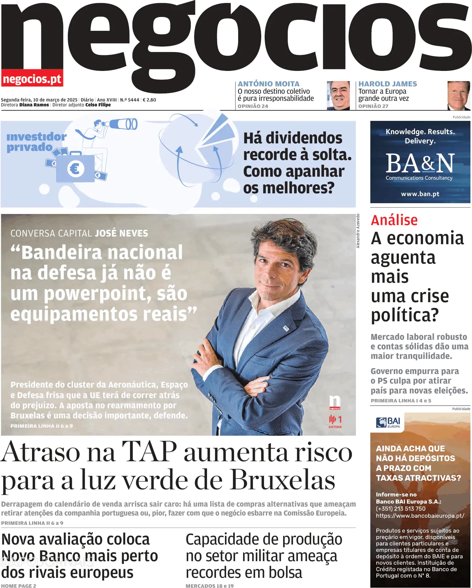 Capa Jornal de Negócios