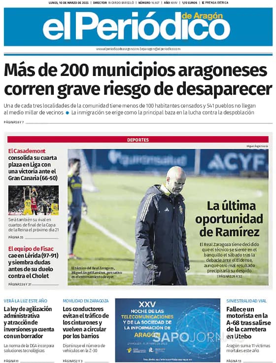 Capa El Periódico de Aragón