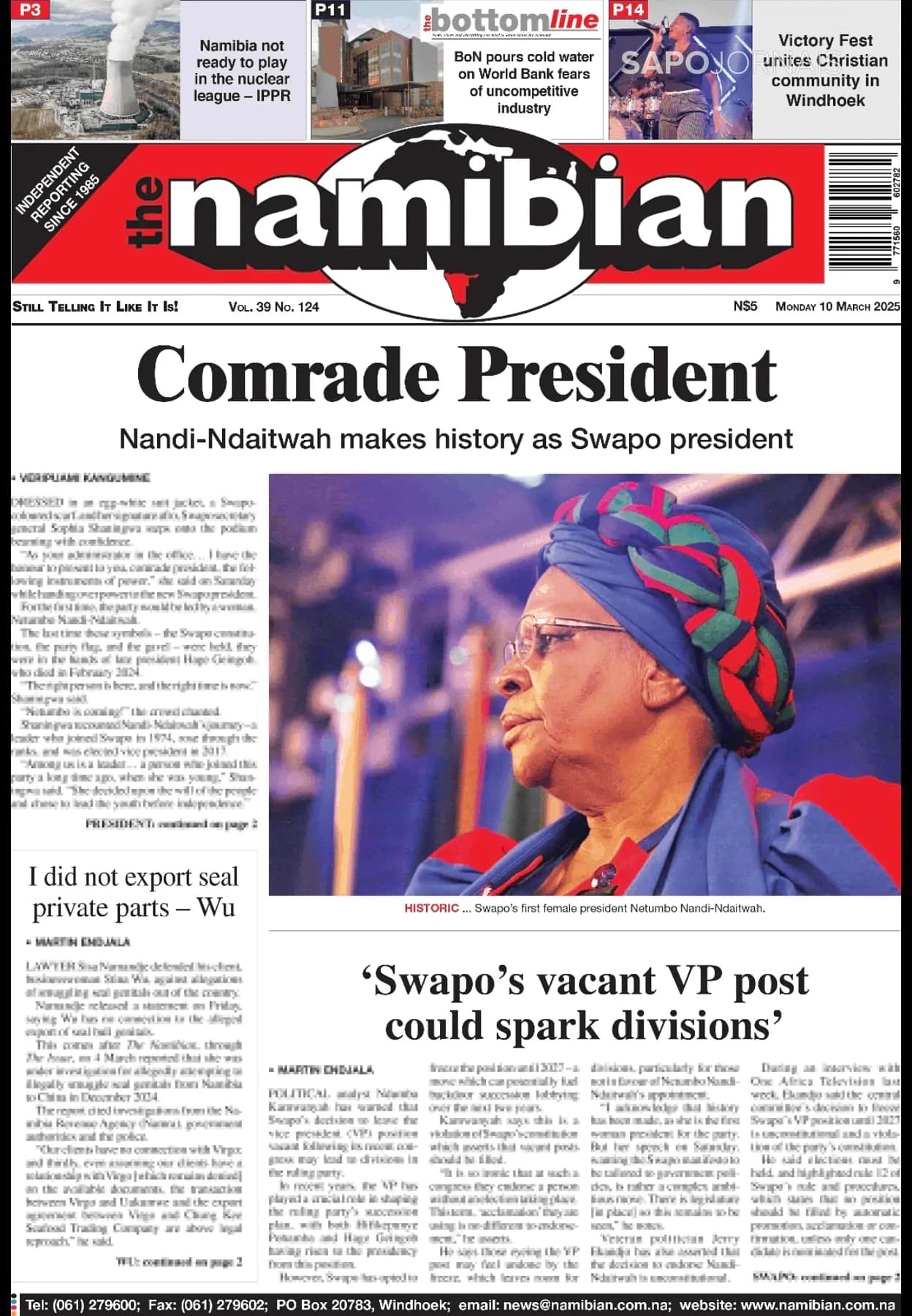 Capa The Namibian