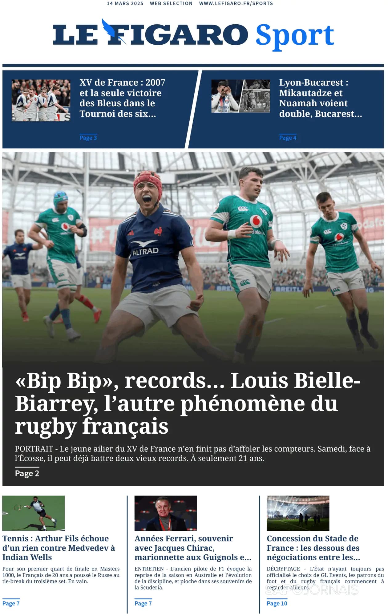 Capa Le Figaro Sport