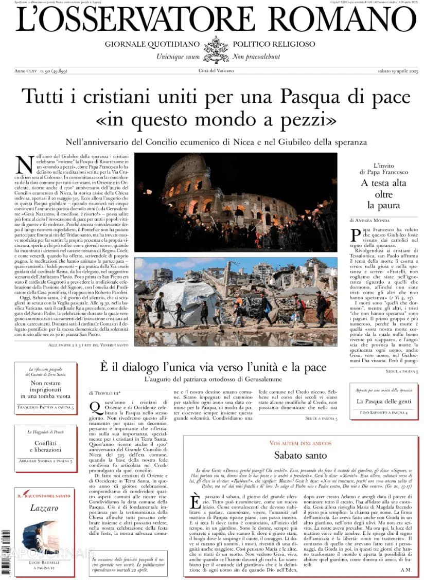 Capa L'Osservatore Romano