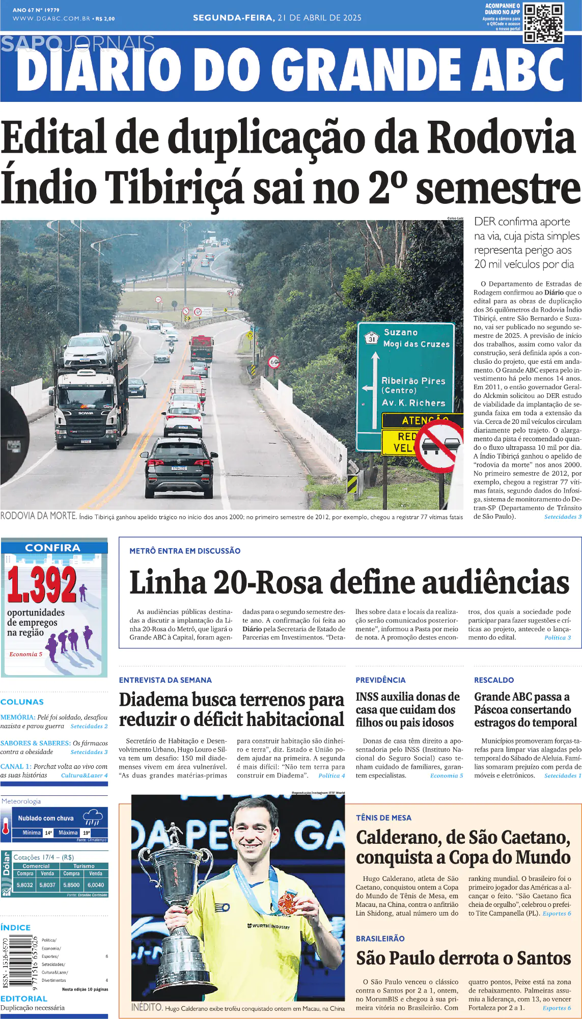 Capa Diário do Grande ABC