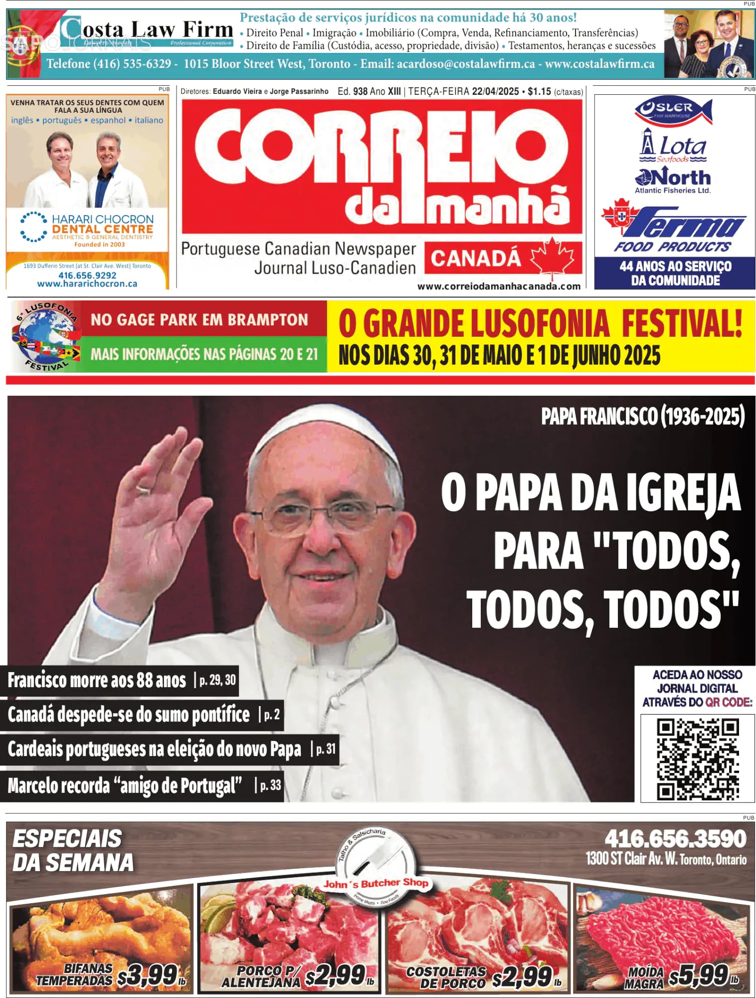 Capa Correio da Manhã-Canada