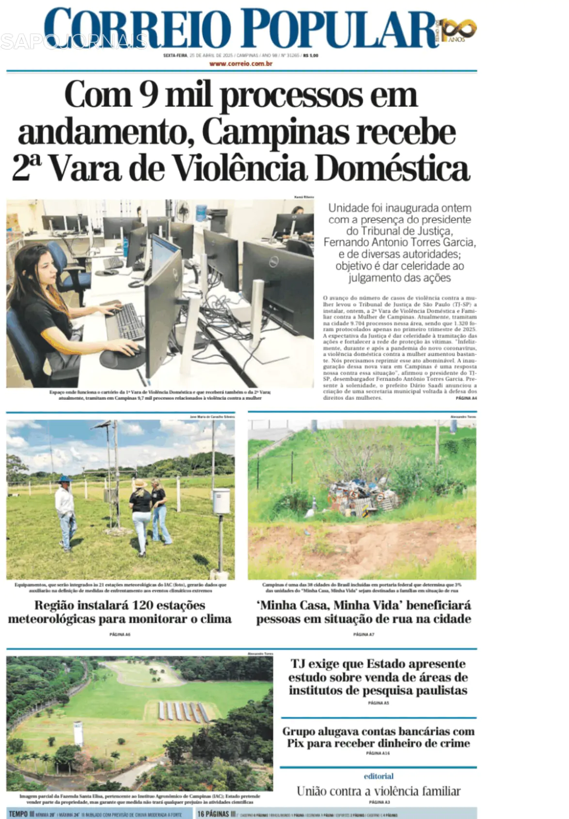 Capa Correio Popular