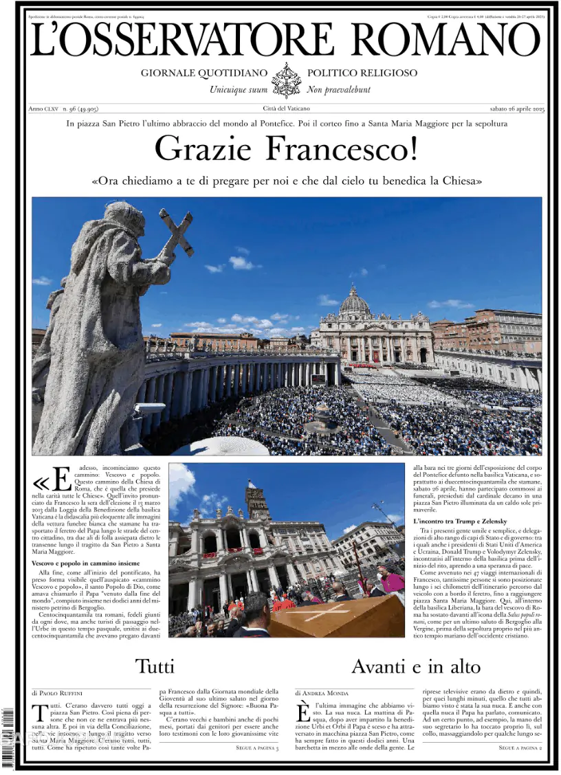 Capa L'Osservatore Romano