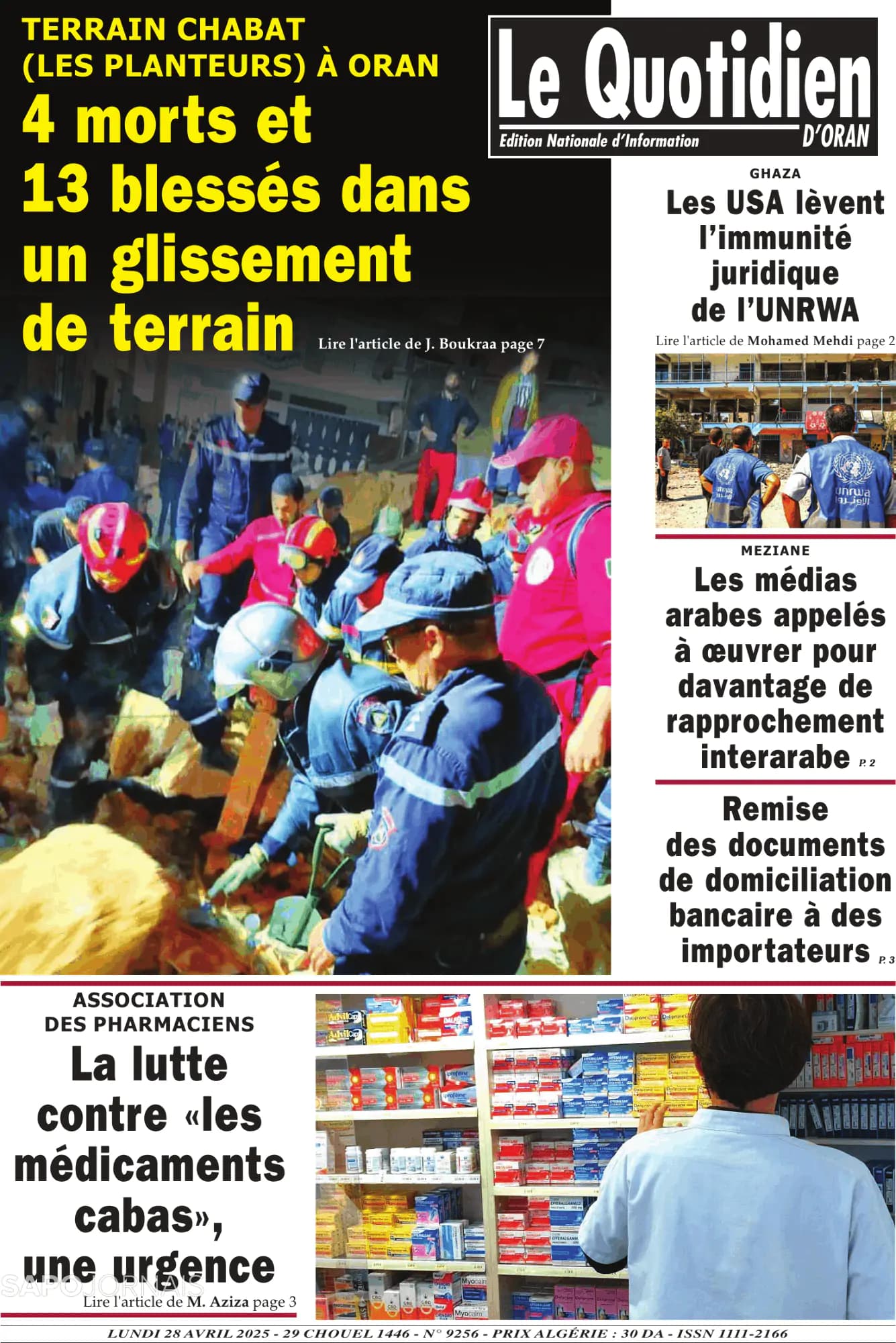 Capa Le Quotidien D’Oran