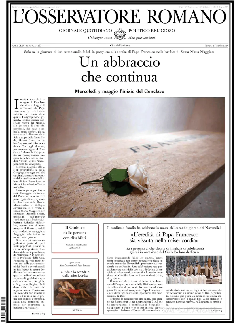 Capa L'Osservatore Romano