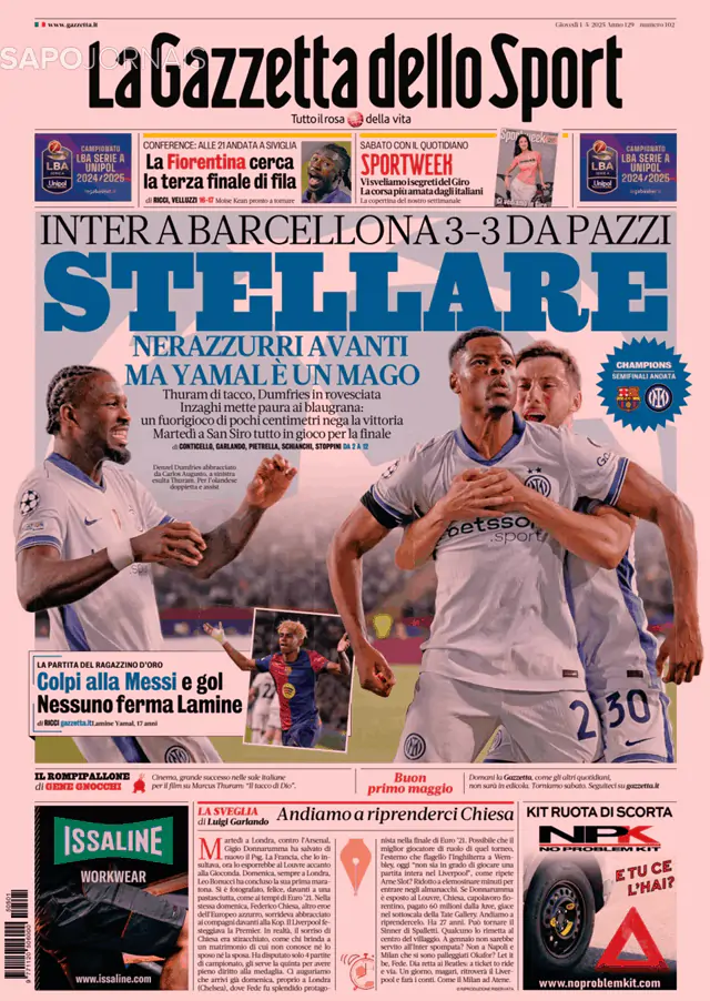 Capa Gazzetta dello Sport