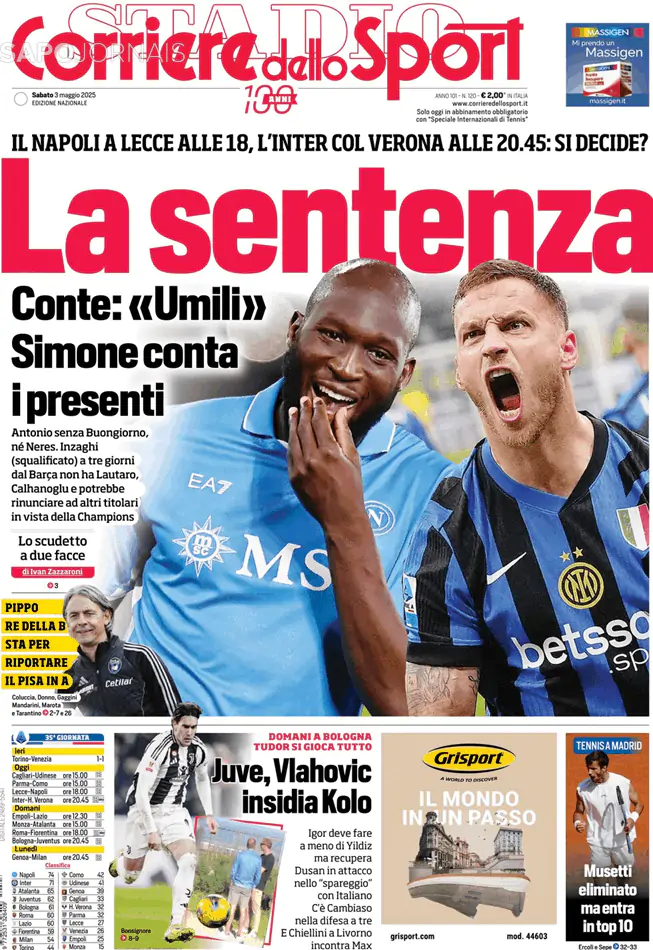 Capa Corriere dello Sport
