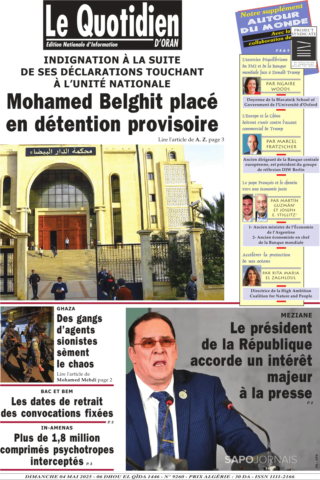 Capa Le Quotidien D’Oran