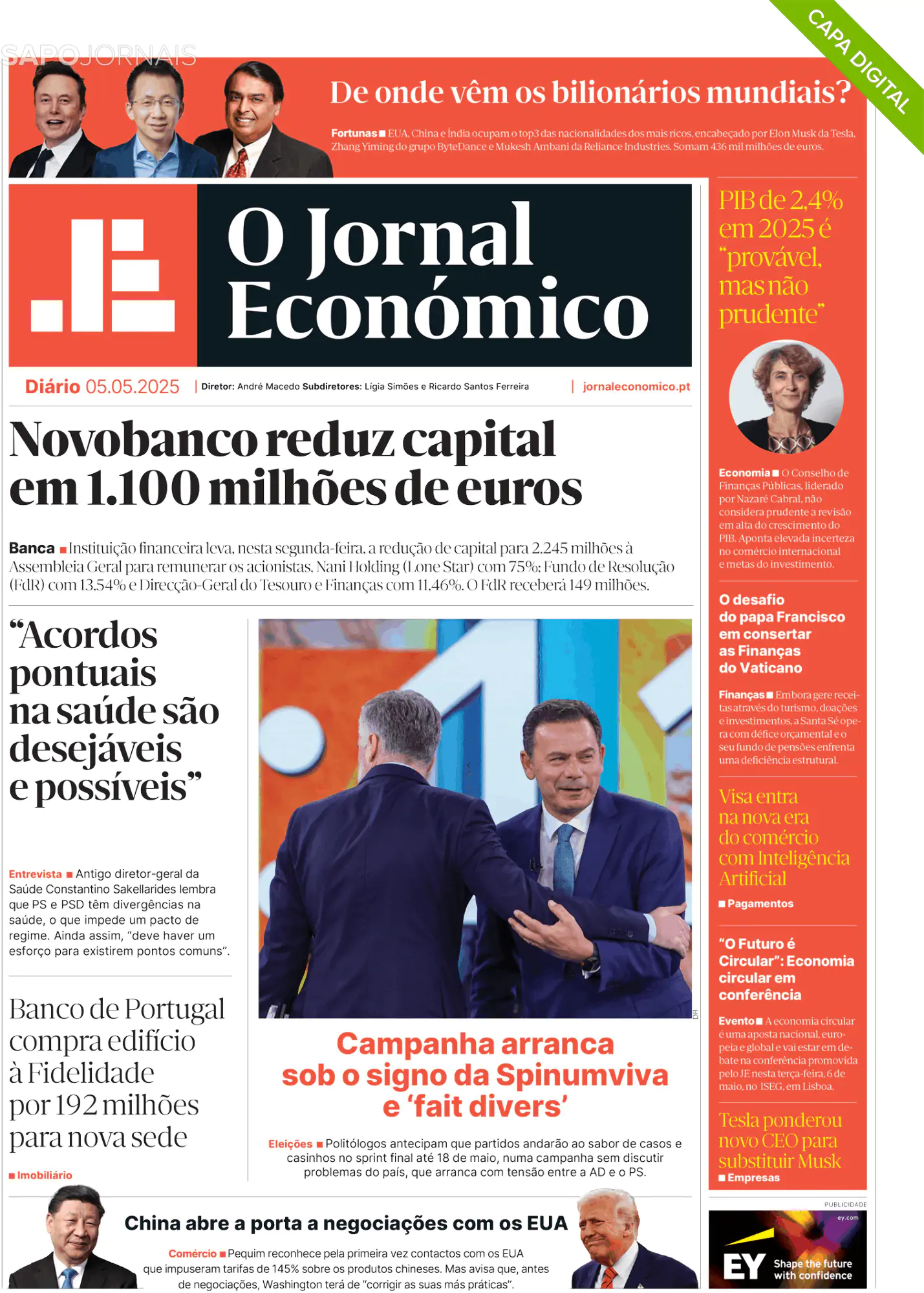 Capa O Jornal Económico