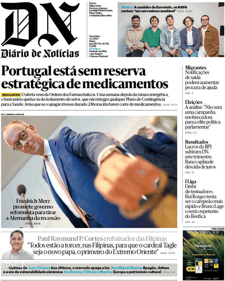 Capa Diário de Notícias