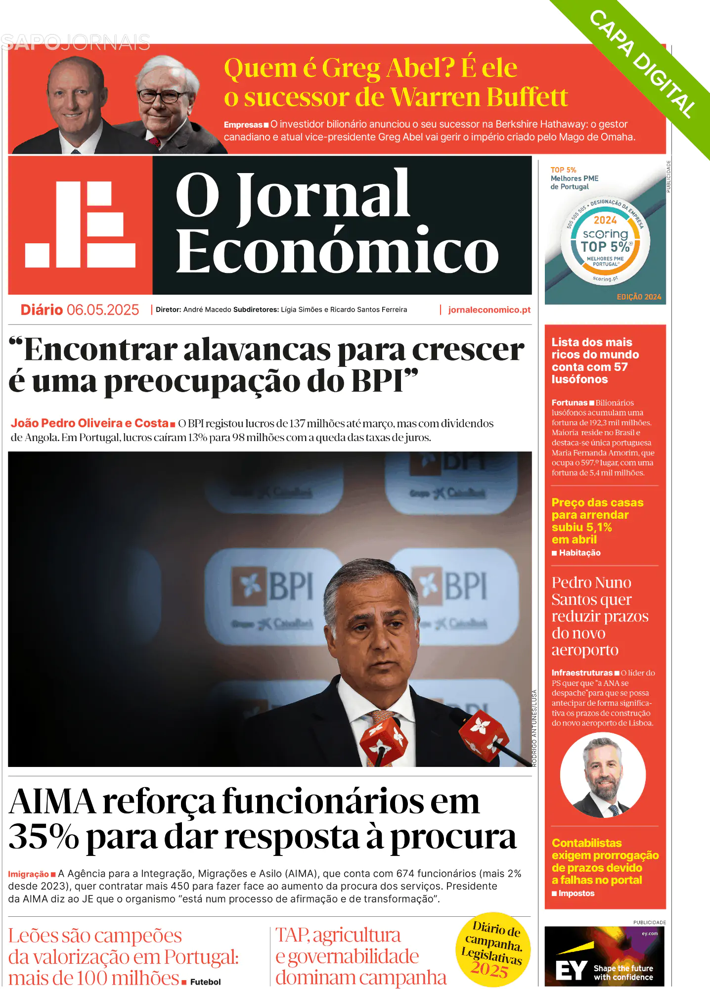 Capa O Jornal Económico