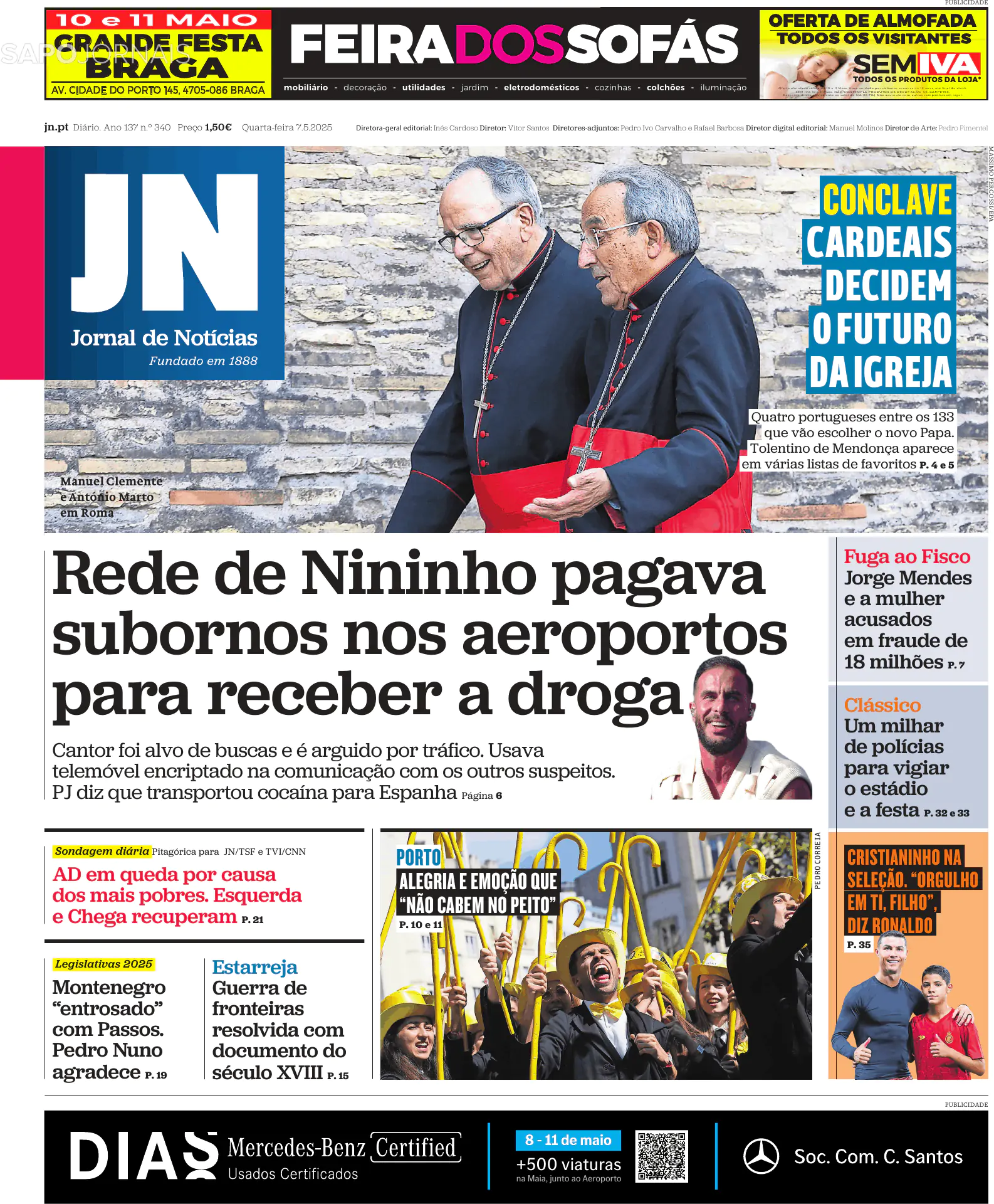 Capa Jornal de Notícias